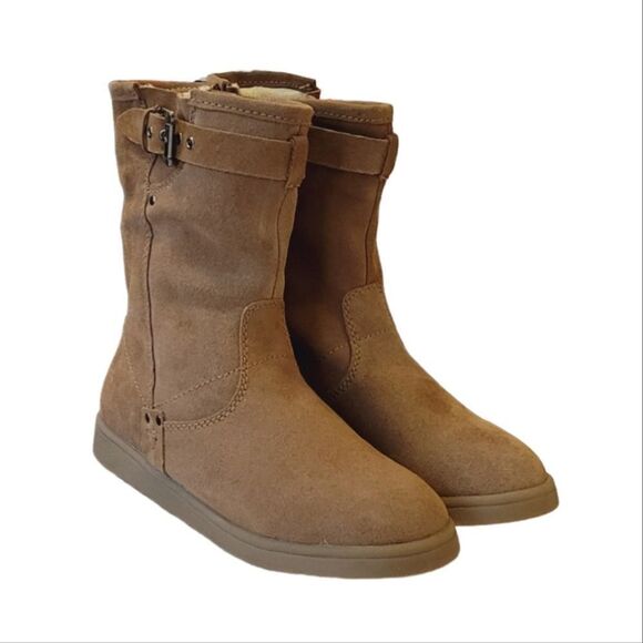 Marc Fisher Mfearra Tan Suede Buckle Detail Pull-On Winter Boot Size 8.5 - Picture 1 of 10